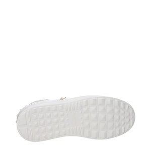 Weiße Leder Plateau Turnschuhe