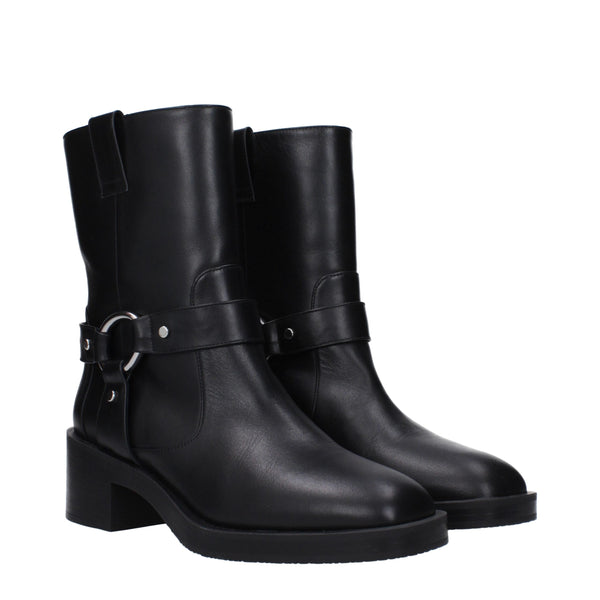 Schwarze Lederstiefeletten