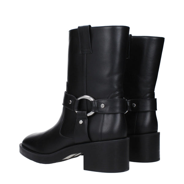 Schwarze Lederstiefeletten