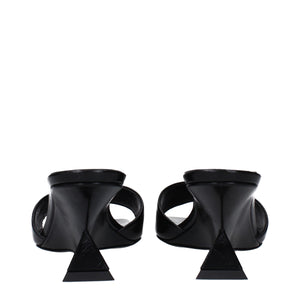Schwarze Leder-Flachsandalen