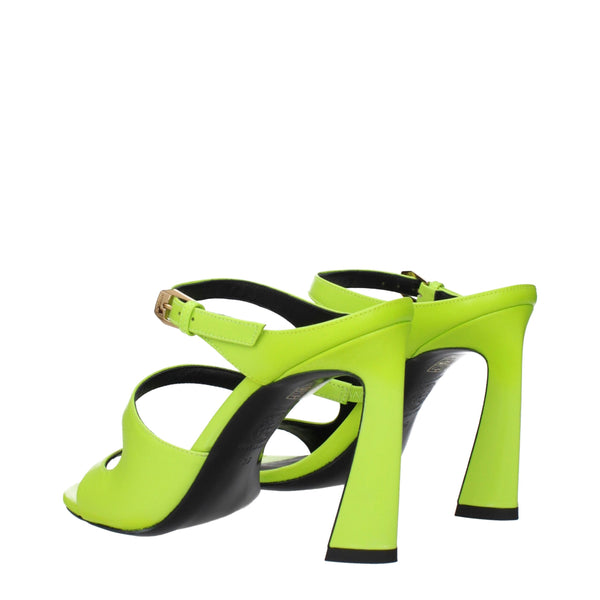 Grüne Leder-Stilettosandalen