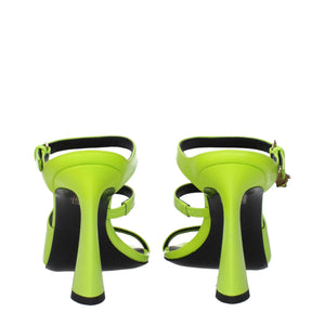 Grüne Leder-Stilettosandalen