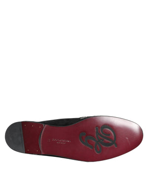 Schwarzer Samt Slides DG Crown Slipper Schuhe