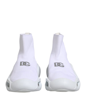 Weiß Silber Slip On Wave Socken Turnschuhe Schuhe