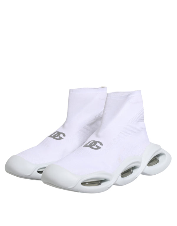 Weiß Silber Slip On Wave Socken Turnschuhe Schuhe