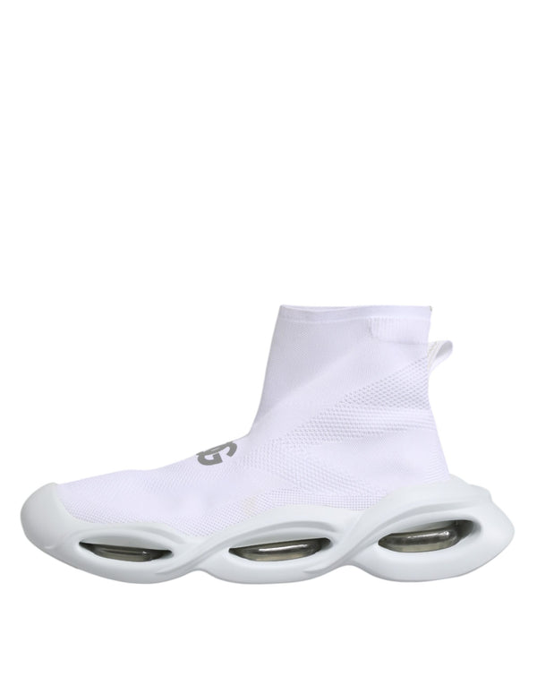 Weiß Silber Slip On Wave Socken Turnschuhe Schuhe