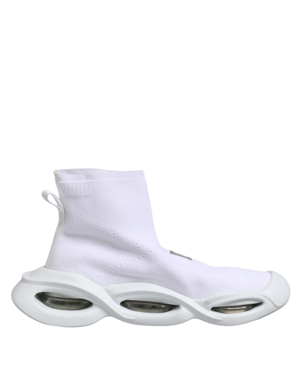 Weiß Silber Slip On Wave Socken Turnschuhe Schuhe