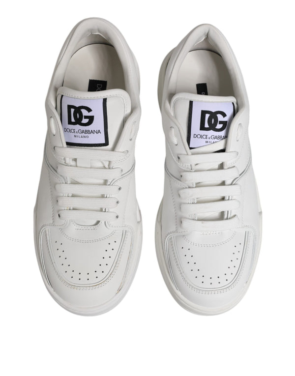 Weiß Miami Leder Low Top Turnschuhe Schuhe