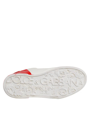 Weiß Rot Leder Logo Low Top Sneakers Schuhe