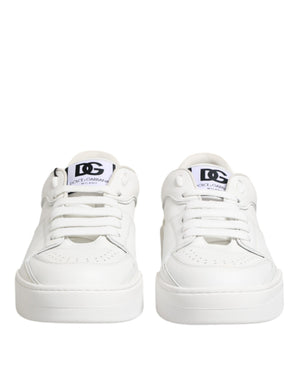 Weiß Miami Leder Low Top Turnschuhe Schuhe
