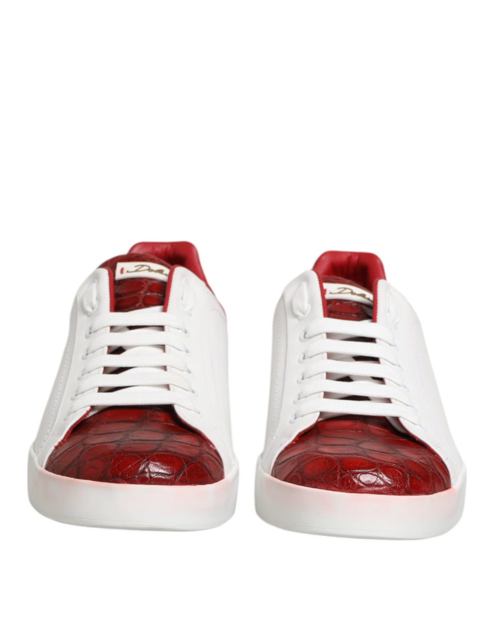 Weiß Rot Leder Lace Up Turnschuhe Schuhe