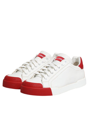 Weiß Rot Leder Lace Up Turnschuhe Schuhe