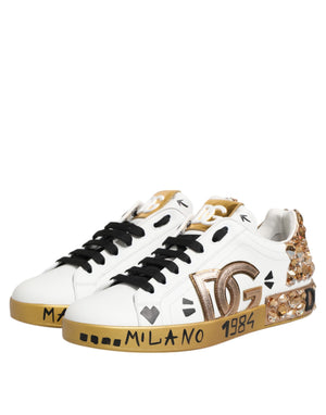 Weiß Gold Kristall Portofino Turnschuhe Schuhe