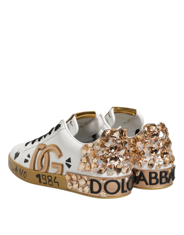 Weiß Gold Kristall Portofino Turnschuhe Schuhe