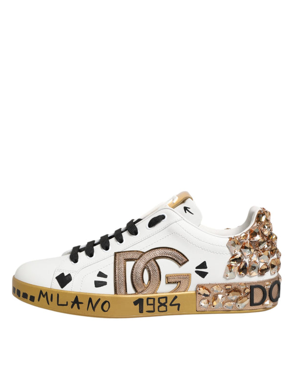 Weiß Gold Kristall Portofino Turnschuhe Schuhe
