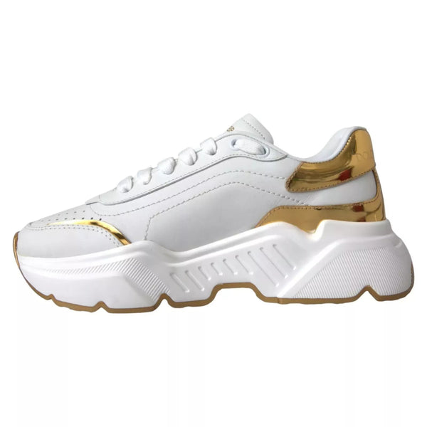 Weiß Gold DAYMASTER Leder Turnschuhe Herren Schuhe