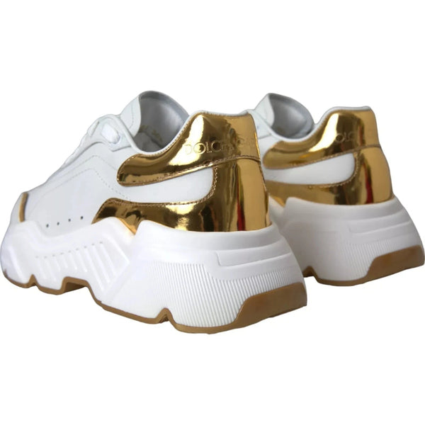 Weiß Gold DAYMASTER Leder Turnschuhe Herren Schuhe