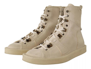 Weiße Leder Schnürstiefel für Herren