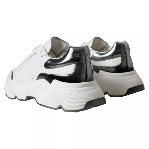 Weiß Silber Leder Sport DAYMASTER Turnschuhe