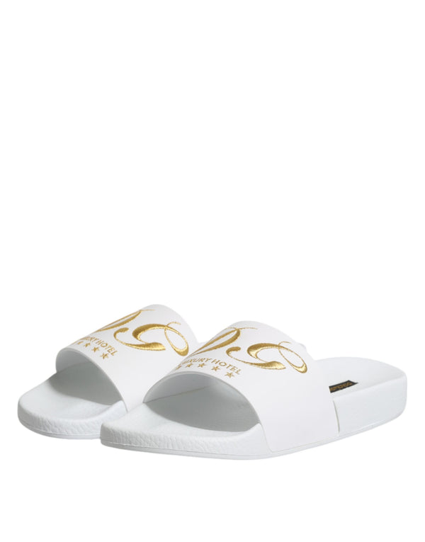 Weiße Leder Pantoletten Sandalen Beachwear Schuhe