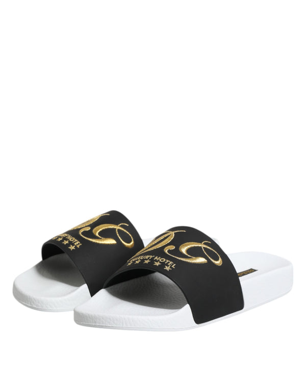 Weiß Schwarz Leder Sandalen Beachwear Schuhe