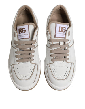 Weiß Braun Leder Low Top Männer Turnschuhe Schuhe