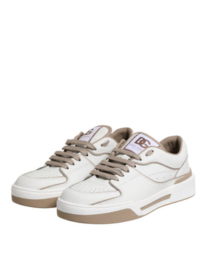 Weiß Braun Leder Low Top Männer Turnschuhe Schuhe