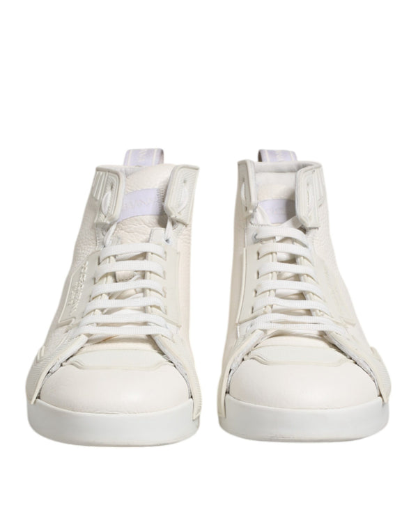 Weiße Leder Mid Top Sneakers Schuhe