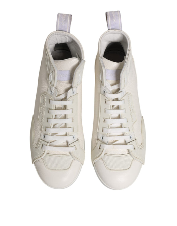 Weiße Leder Mid Top Sneakers Schuhe