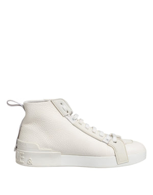Weiße Leder Mid Top Sneakers Schuhe