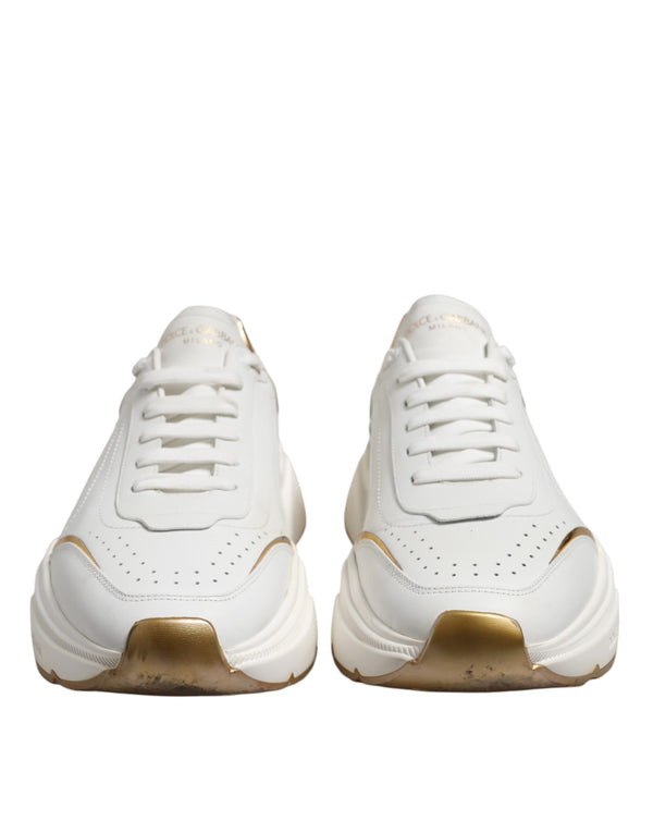 Weiß Daymaster Leder Low Top Turnschuhe Schuhe