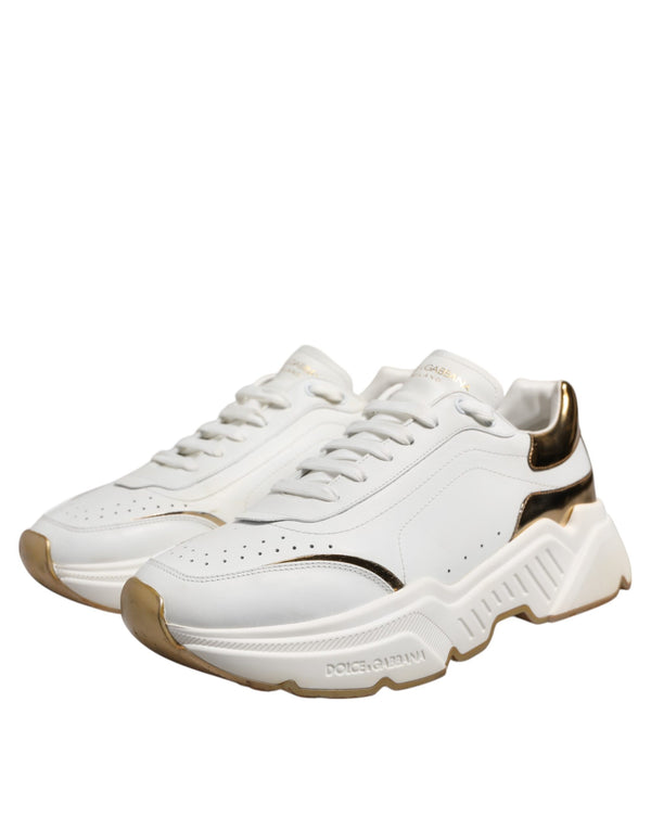 Weiß Daymaster Leder Low Top Turnschuhe Schuhe