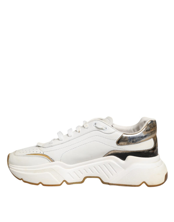 Weiß Daymaster Leder Low Top Turnschuhe Schuhe