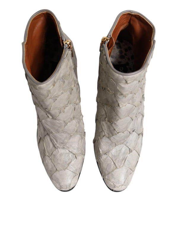 Aus weißem Leder Heels Stiefeletten Schuhe