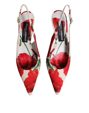 Weiß Floral Heels Slingback Sandalen Schuhe