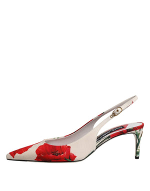 Weiß Floral Heels Slingback Sandalen Schuhe