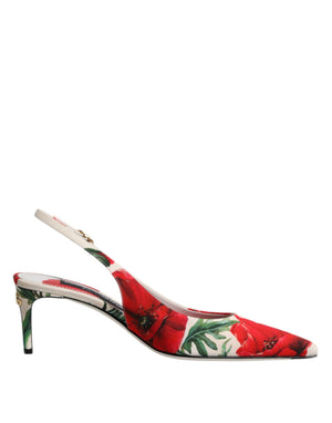 Weiß Floral Heels Slingback Sandalen Schuhe