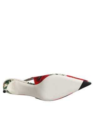 Weiß Floral Heels Slingback Sandalen Schuhe