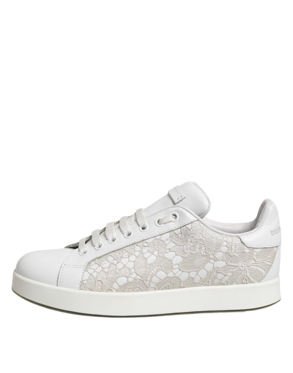 Weiße Spitze Leder Low Top Sneaker Schuhe