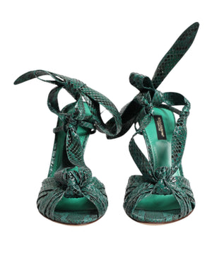 Grün Python Leder Heels Sandalen Schuhe