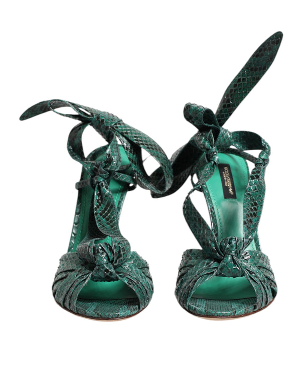 Grün Python Leder Heels Sandalen Schuhe