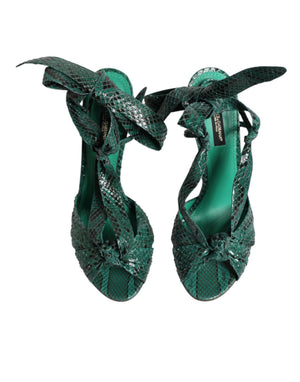 Grün Python Leder Heels Sandalen Schuhe