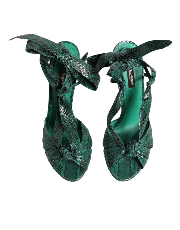 Grün Python Leder Heels Sandalen Schuhe
