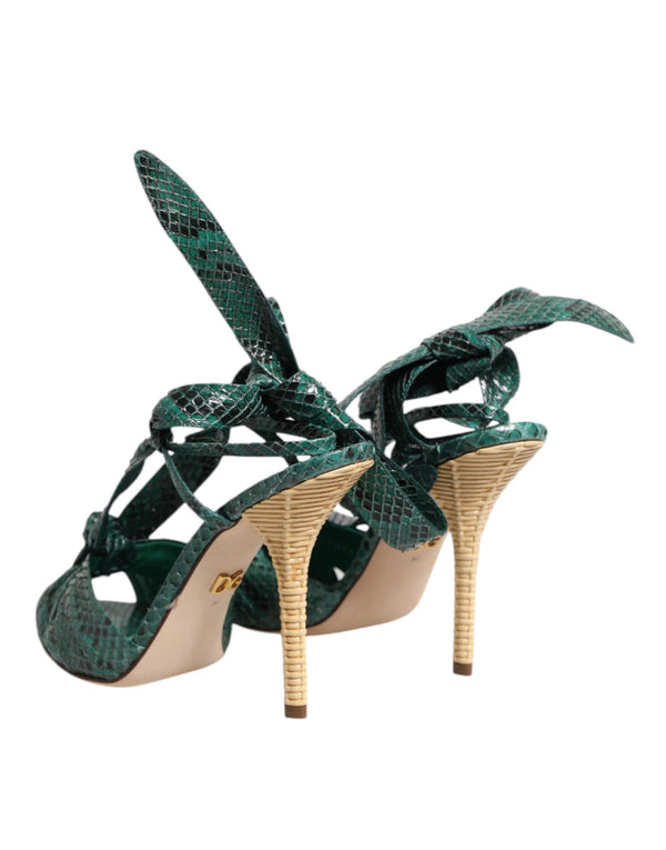 Grün Python Leder Heels Sandalen Schuhe
