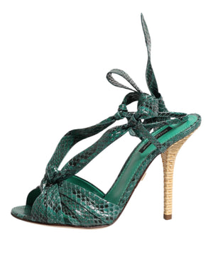 Grün Python Leder Heels Sandalen Schuhe