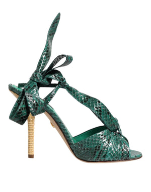 Grün Python Leder Heels Sandalen Schuhe