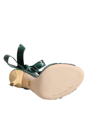 Grün Python Leder Heels Sandalen Schuhe