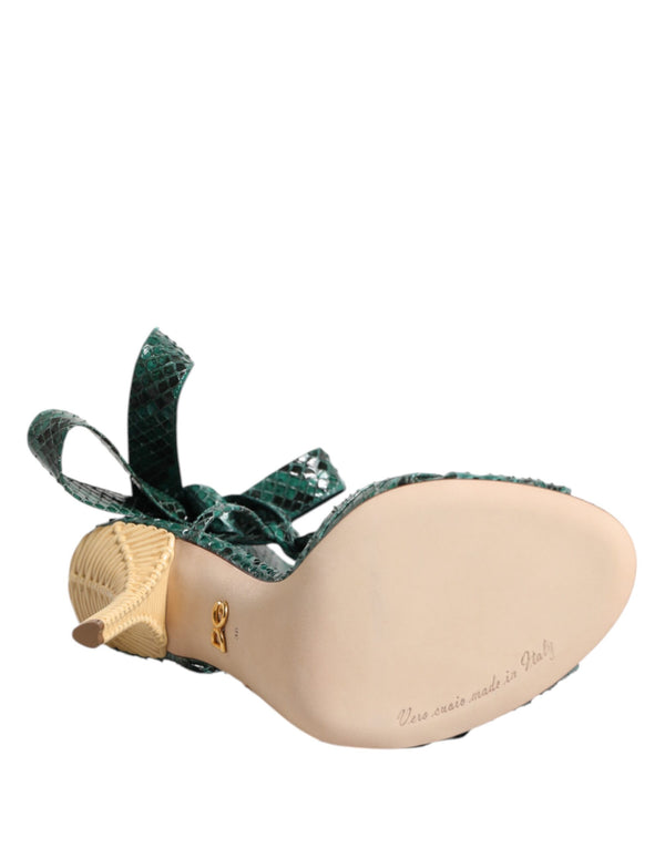Grün Python Leder Heels Sandalen Schuhe