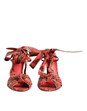 Koralle Python Leder Heels Sandalen Schuhe