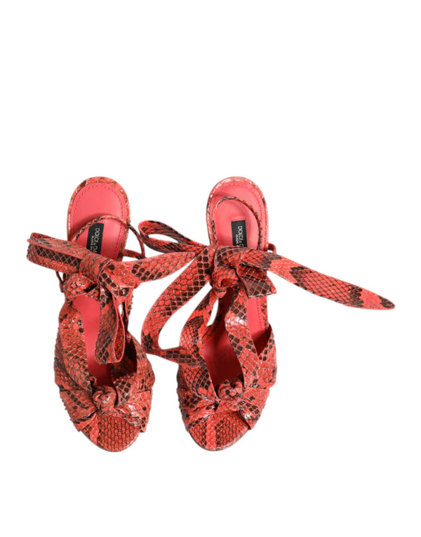 Koralle Python Leder Heels Sandalen Schuhe
